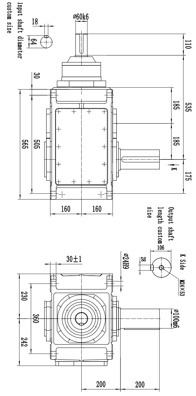 迈传减速机 BC2SV5-9-D直交轴齿轮箱外形尺寸图